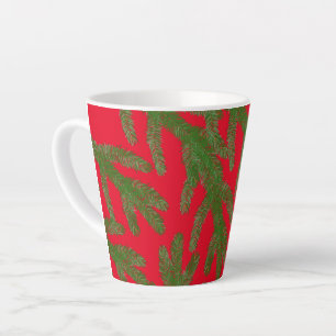 Festive Green Fir Tree Branches  Latte Mug