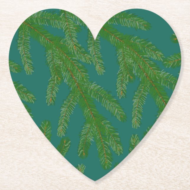 Festive Green Fir Tree Branches   Paper Coaster (Front)