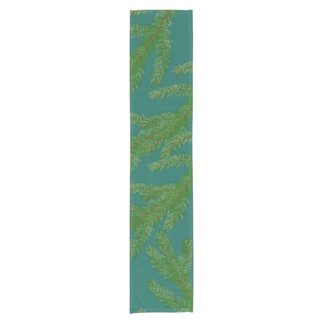 Festive Green Fir Tree Branches  Short Table Runner (Front)