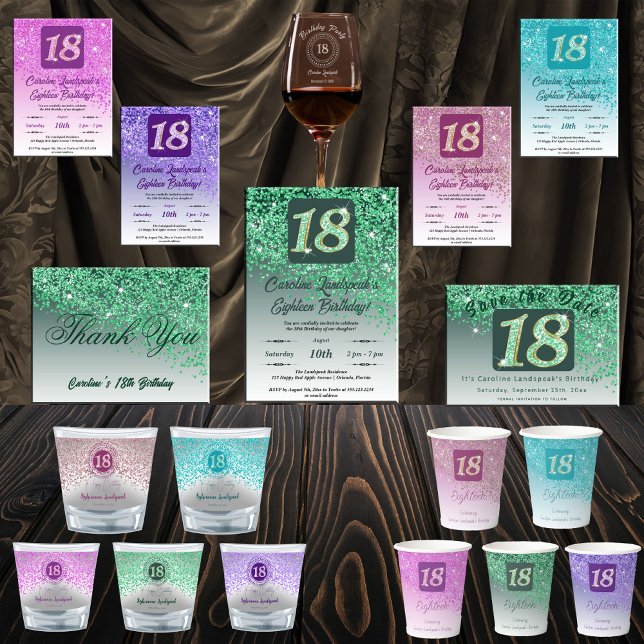 Festive Green Glitter 18th Birthday Invitation (Creator Uploaded)