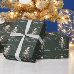 Festive Green Gold Nutcracker Christmas Dark Wrapping Paper