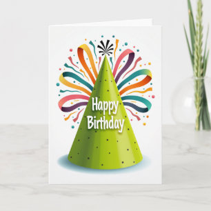 Festive Green Hat Burst Card