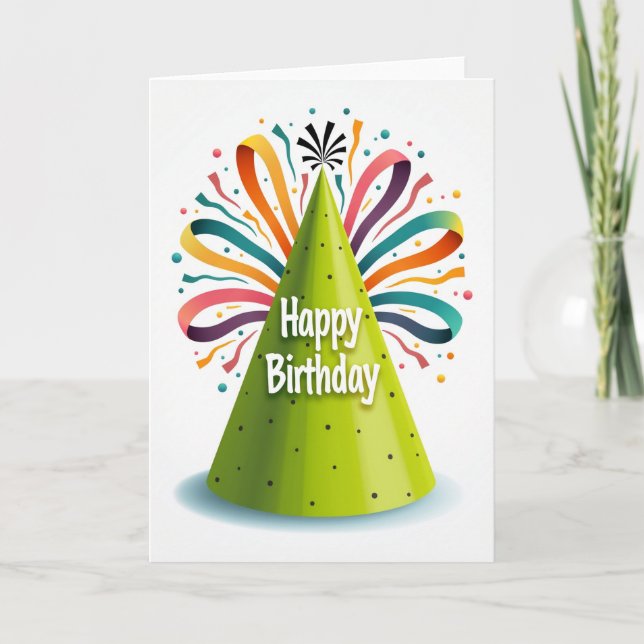 Festive Green Hat Burst Card (Front)