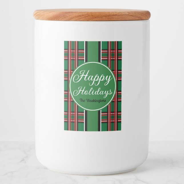 Festive Green Holiday Food and Beverage Label Set (Front)