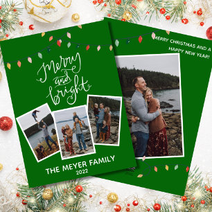Festive Green Merry & Bright Photo Christmas Card