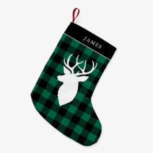Festive Green Plaid Pattern Small Christmas Stocking