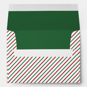 Festive Green Red Stripes Christmas Envelope