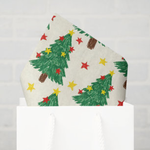 Festive Green Tree Star Tissue Paper