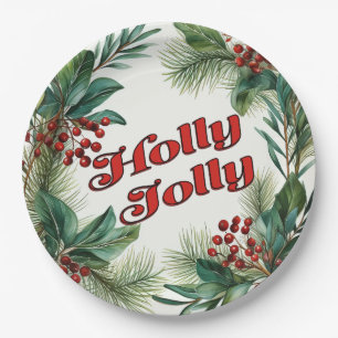 Festive Greenery Christmas Script  Paper Plate