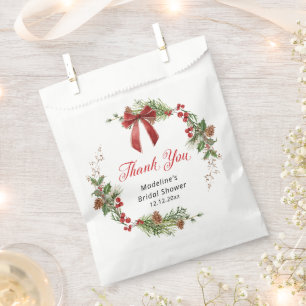 Festive Greenery Christmas Thank you Favour Bags