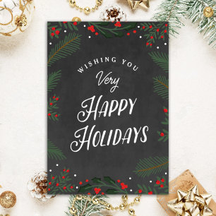 Festive Greenery Custom Business Holiday Card