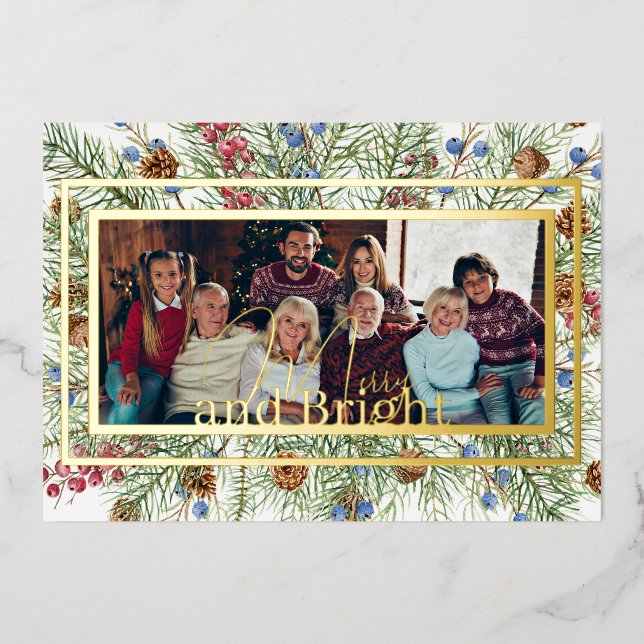 Festive greenery photo Merry and Bright (Front)