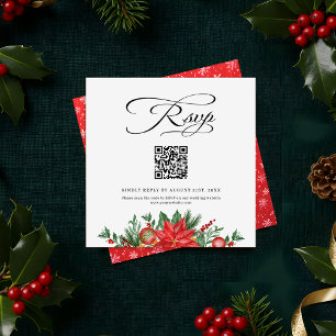 Festive Greenery QR Code Wedding Website RSVP Enclosure Card