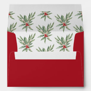 Festive Greenery Red Christmas Envelope