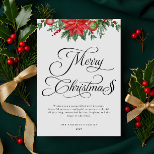 Festive Greenery Script Typography Merry Christmas Holiday Card