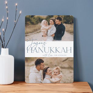 Festive Greeting 2 Photo Joyous Hanukkah Holiday Card