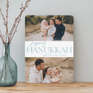 Festive Greeting   2 Photo Joyous Hanukkah Holiday Card