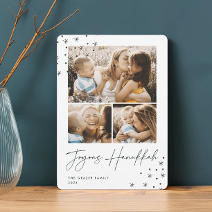 Festive Greeting 3 Photo Collage Hanukkah Holiday Card