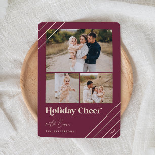 Festive Greeting   Holiday Cheer 3 Photo Card