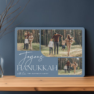 Festive Greeting   Joyous Hanukkah 3 Photo Holiday Card