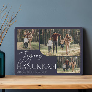Festive Greeting   Joyous Hanukkah 3 Photo Holiday Card
