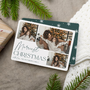 Festive Greeting Merriest Christmas Photo Holiday Card