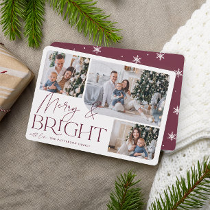 Festive Greeting Merry & Bright Photo Christmas Holiday Card