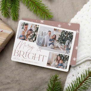 Festive Greeting Merry & Bright Photo Christmas Holiday Card
