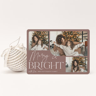 Festive Greeting   Merry & Bright Photo Christmas Holiday Card