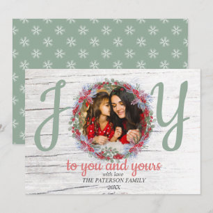 Festive Greetings Joy Photo Christmas Holiday Card