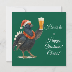 Festive Grouse with Santa Hat Christmas card