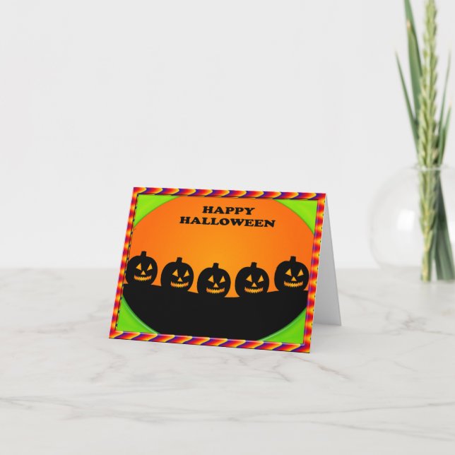 Festive Halloween Jack o' Lantern Silhouettes Card (Front)