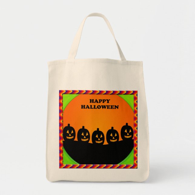 Festive Halloween Jack o' Lantern Silhouettes Tote Bag (Front)