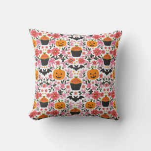 Festive Halloween Pillow Florals, Pumpkin & Bats