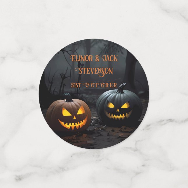 Festive Halloween Pumpkins and Floral Pattern Confetti (Small Front)