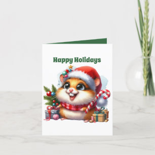 Festive Hamster Happy Holidays Holiday Card