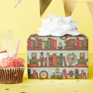 Festive Hand Drawn Bookshelf - Wrapping Paper Roll