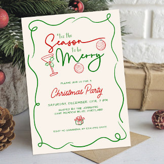 Festive Hand Drawn Holiday Doodles Christmas Party Invitation
