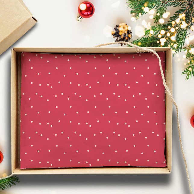 Festive Hand Drawn Red Pink Polka Dot Christmas Tissue Paper (Creator Uploaded)