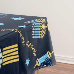 Festive Hanukkah Personalised Menorah Dreidel Tablecloth