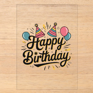 Festive Happy Birthday Acrylic Invitations