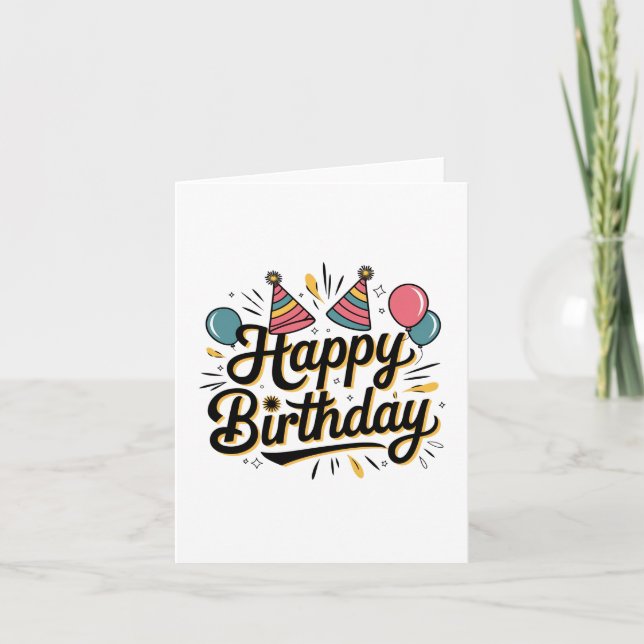 Festive Happy Birthday Card (Front)
