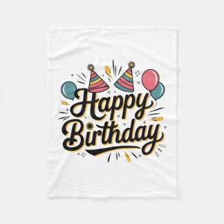 Festive Happy Birthday Fleece Blanket
