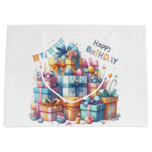 Festive Happy Birthday For All Ages  Large Gift Bag