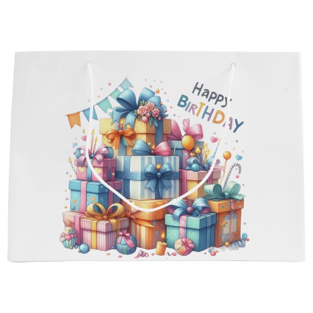Festive Happy Birthday For All Ages  Large Gift Bag (Front)