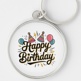 Festive Happy Birthday Key Ring