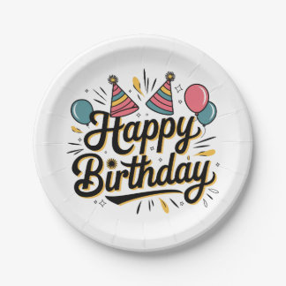 Festive Happy Birthday Paper Plate