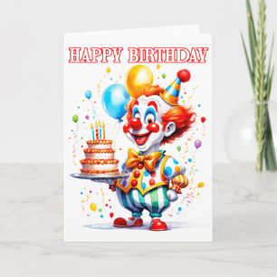 Festive Happy Birthday Party Clown Card