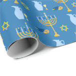 Festive Happy Hanukkah Holiday Wrapping Paper<br><div class="desc">Festive Happy Hanukkah Holiday Wrapping Paper.</div>