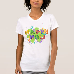 Festive Happy Holi Colourful Paint Splashes T-Shirt